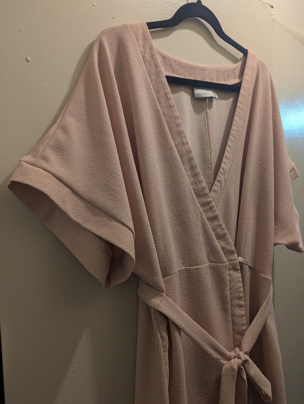 ASOS Closet London Kimono Wrap Tie Dress Blush Pink Midi Short Sleeve- 16 - Picture 8 of 16